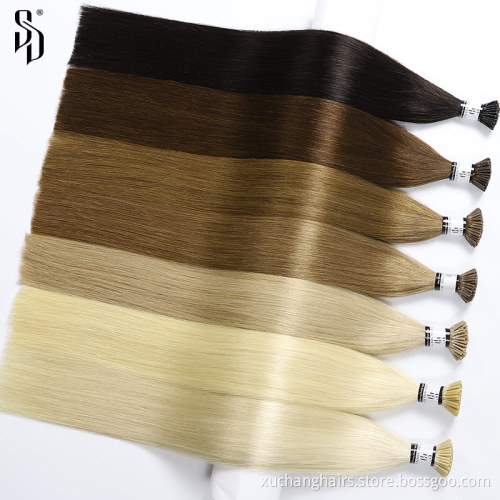 Indian Keratin Pre Bonded Remy I Tip hair extensions Wholesale Cuticles Aligned 100% natural hair extension human itip vendors